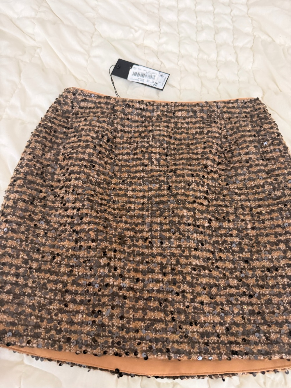Gianni Bini Sequin Tweed Mini Skirt Brown Black NWT Size 0